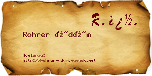 Rohrer Ádám névjegykártya