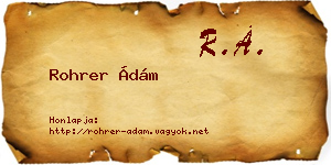 Rohrer Ádám névjegykártya