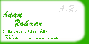 adam rohrer business card
